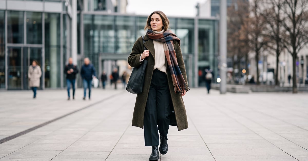 Tendance mode hiver 2025 : silhouette élégante en manteau structuré et tenues hivernales actuelles