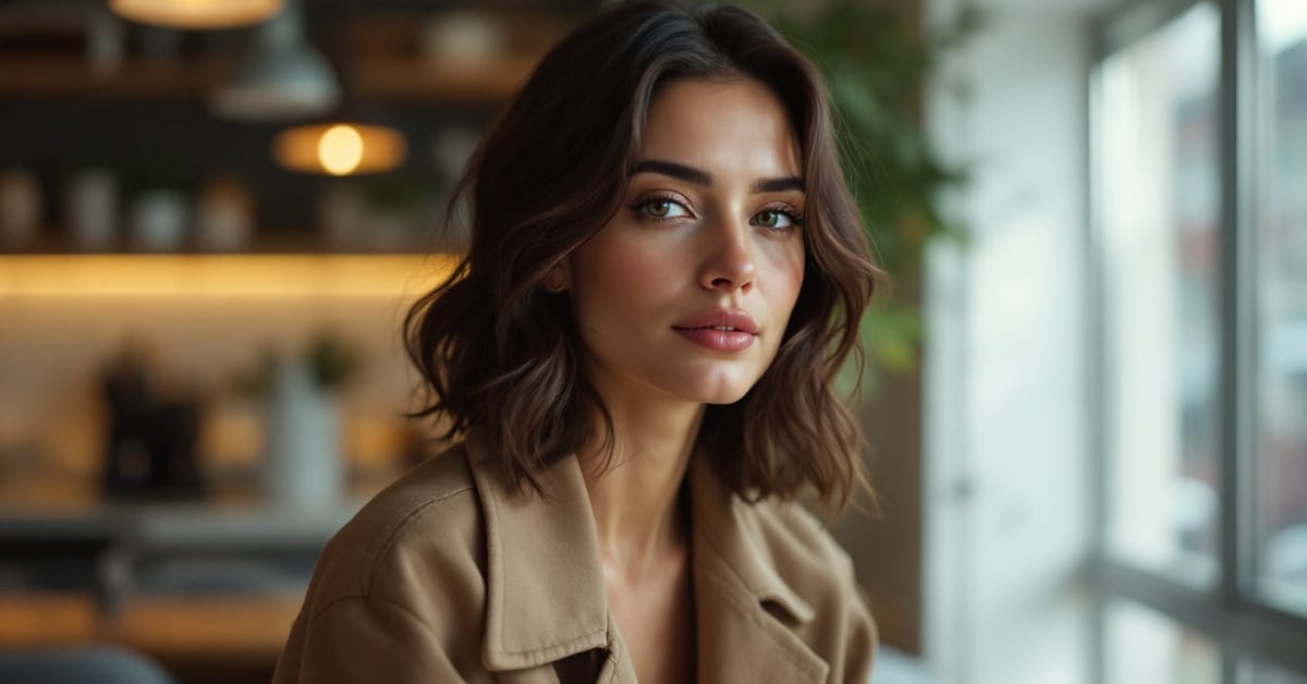 Tendance de la mode cette saison : tenue élégante et moderne photographiée en style éditorial naturel